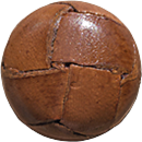 Brown leather button with stitched panels