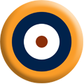 RAF roundel with red, white, blue, and orange concentric circles